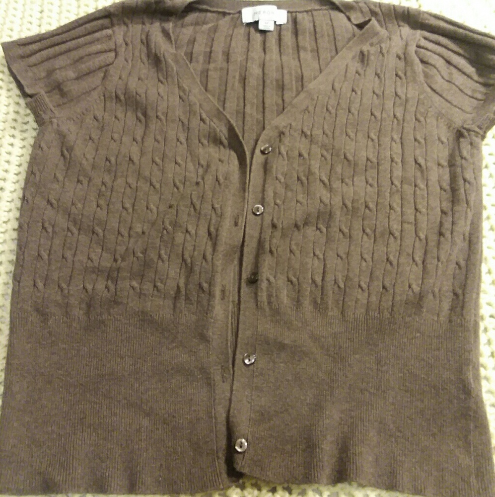 Brown short sleeve cardigan